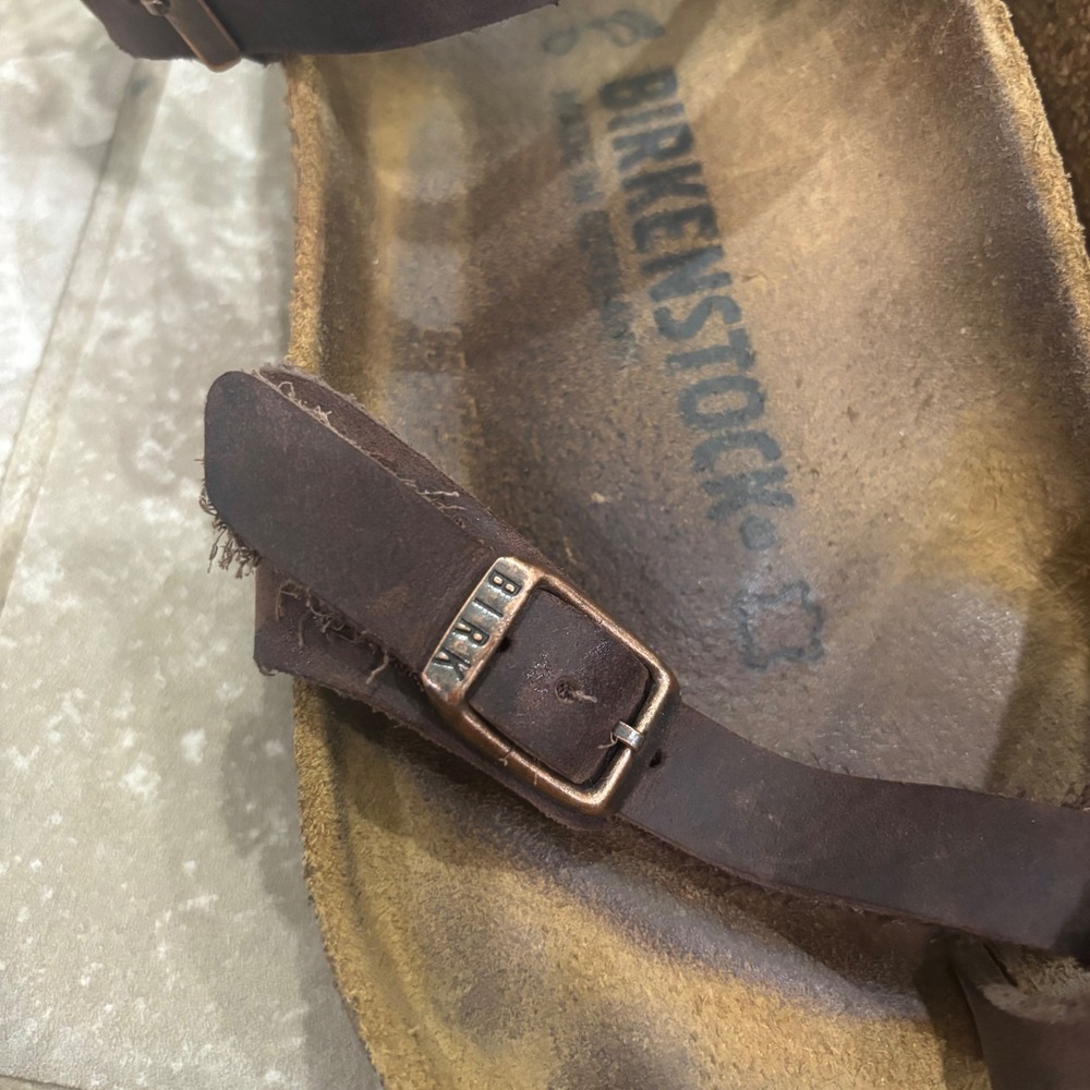 Birkenstock Yara Habana Oiled Leather Ankle Strap Sandals Brown Womens 37 L6 M4 - Picture 4 of 11